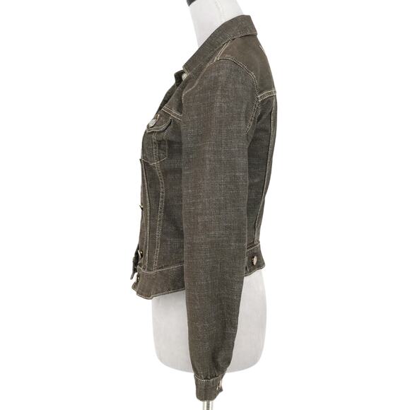 Gas Blue Jeans Jacket Womens Small Black Denim Button Up Pockets Stretch Cotton - Picture 15 of 16